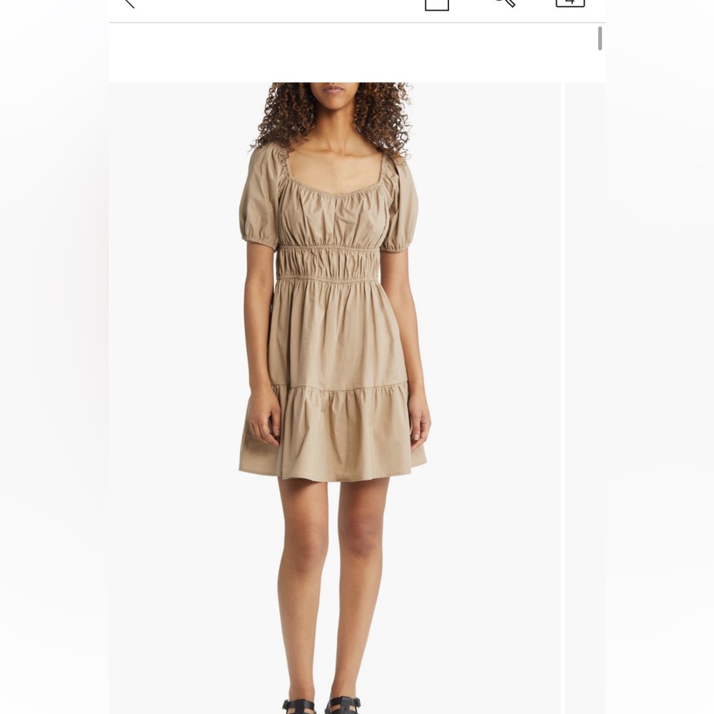Bp shirred puff sleeve dress